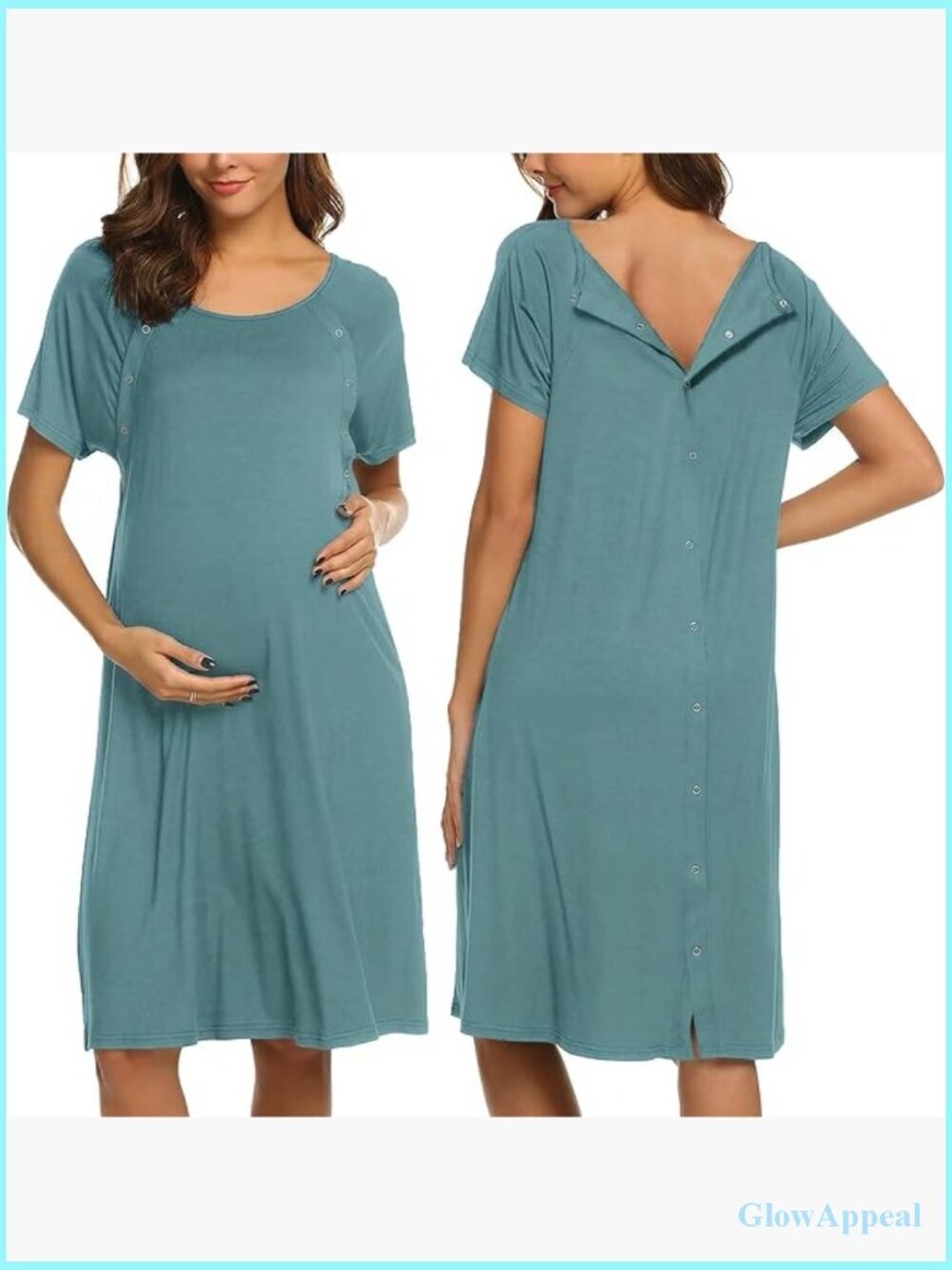 Maternity Nightgown Nursing Delivery Hospital Gown Short Sleeve Button Back